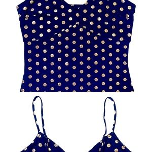 NWTS Navy Blue Michael Kors Maxi Dress With Gold Polka Dots